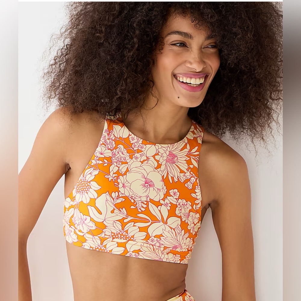 NWOT JCrew Two Piece Swim in Orange Floral